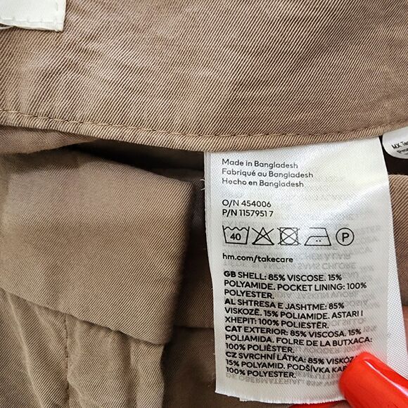 H&M Women Pants 2 Brown Viscose Blend Straight Leg Flat Front Regular Fit Cargo - Picture 6 of 7